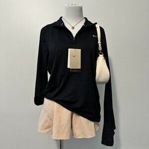 black half-zip long sleeve pullover top nike